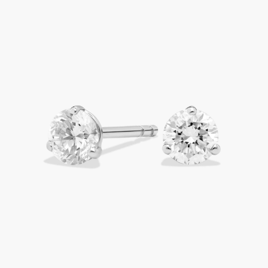 Three Prong Martini Round Brilliant Lab Grown Diamond Earrings In 14K White Gold (1/2 Ct. tw. - F-G / VS2-SI1)