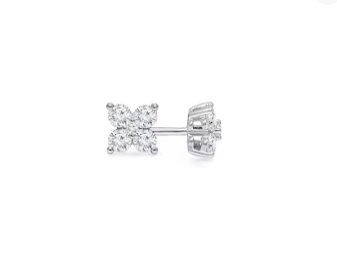 1/2 CT. T.W. Lab-Grown Diamond Five Stone Flower Stud Earrings in 10K White Gold (F/SI2)