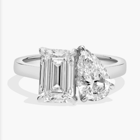 Lab Grown Diamond Two Stone Toi Et Moi Ring in 14k White Gold