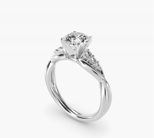 Delicate Twist Petite Diamond Engagement Ring in 14k White Gold (1/10 ct. tw.)