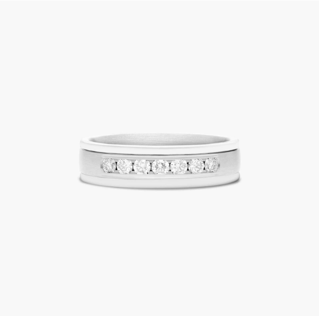 Channel Set Men's Diamond Wedding Band In 14K White Gold (6.00mm)