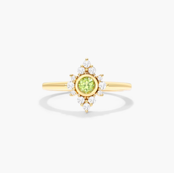Lace Peridot And Diamond Ring In 14K Yellow Gold