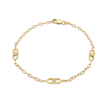 Paperclip Chain Diamond Bracelet 14K