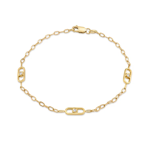 Paperclip Chain Diamond Bracelet 14K