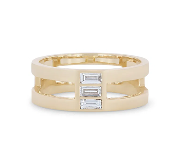 Baguette Diamond Open Row Ring 14K