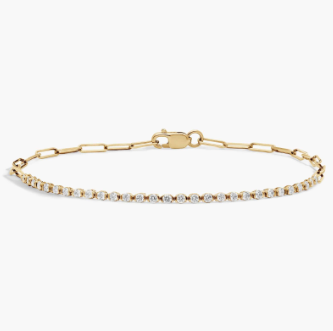 Mini Half Tennis Bracelet With 0.50 CTW Partial Bezel Round Lab-Grown Diamonds In 14K Yellow Gold