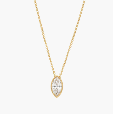 Bezel Solitaire Pendant Necklace With 1 CTW Marquise Cut Lab-Grown Diamonds in 14K Yellow Gold