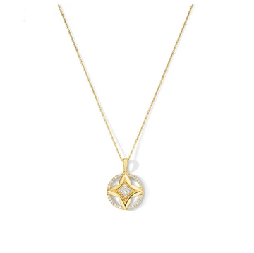 Diamond Circle Clover Medallion Necklace