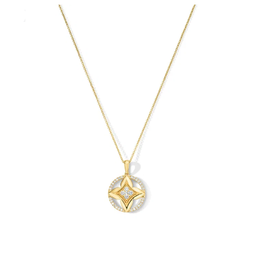 Diamond Circle Clover Medallion Necklace
