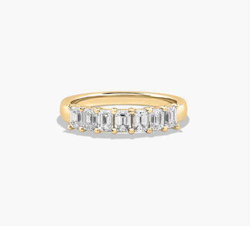 Seven Stone Anniversary Ring With 1 CTW Emerald Cut Lab-Grown Diamonds In 14K Yellow Gold (2.00mm)