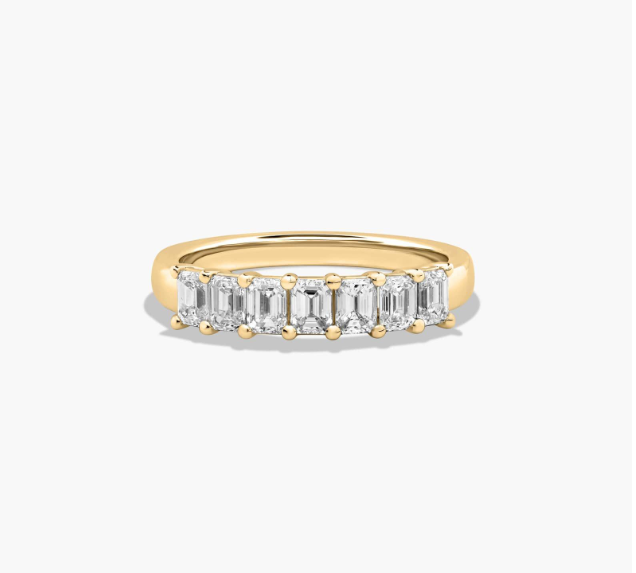 Seven Stone Anniversary Ring With 1 CTW Emerald Cut Lab-Grown Diamonds In 14K Yellow Gold (2.00mm)