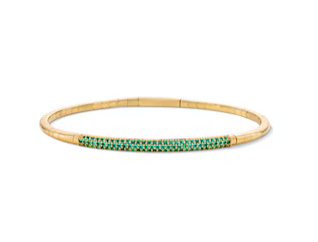 Lab-Created Emerald Pavé-Set Flex Bangle Bracelet in 10K Gold