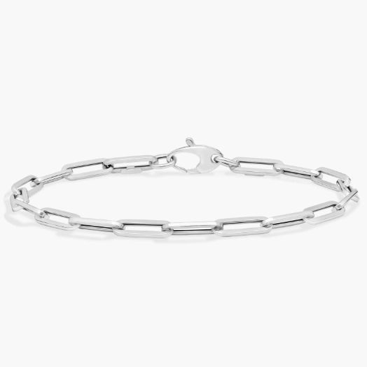 7.5" Paperclip Bracelet in 14k Italian White Gold (4 mm)