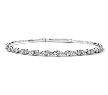 Marquise-Inspired Diamond Flexible Bangle Bracelet 14K