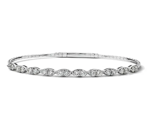 Marquise-Inspired Diamond Flexible Bangle Bracelet 14K