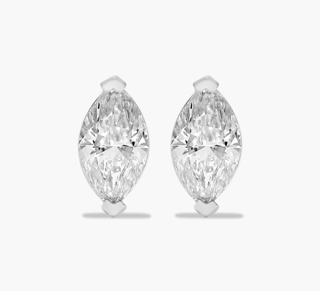 Marquise Cut 1 CTW Lab-Grown Diamond Stud Earrings In 14K White Gold