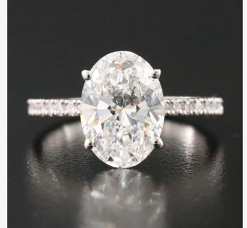 Ellie-3ct oval-cut ring, 925 silver