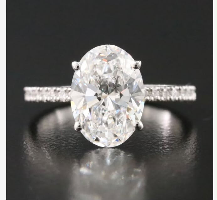 Ellie-3ct oval-cut ring, 925 silver