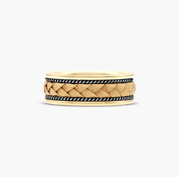 Braided Center Men's Wedding Band In 14K Yellow And White Gold (8.00mm)