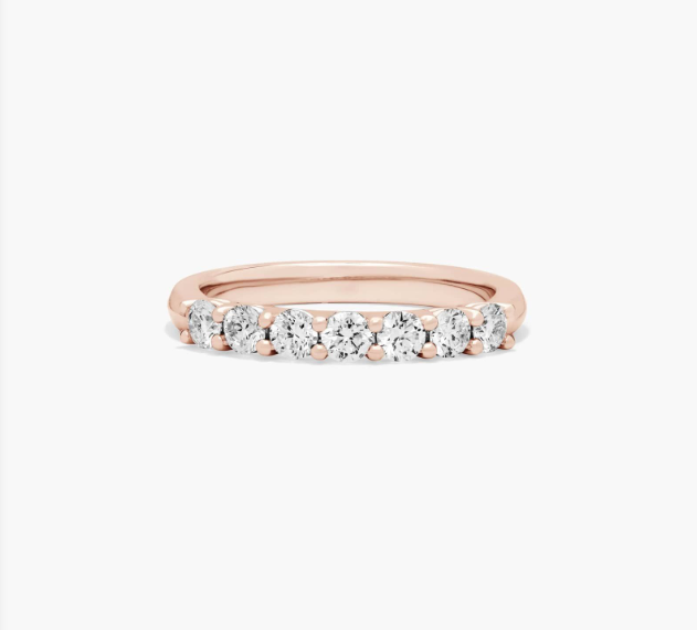 Seven Stone Low Dome Basket Anniversary Ring With 0.5 CTW Lab-Grown Diamonds In 14K Rose Gold (2.40mm)