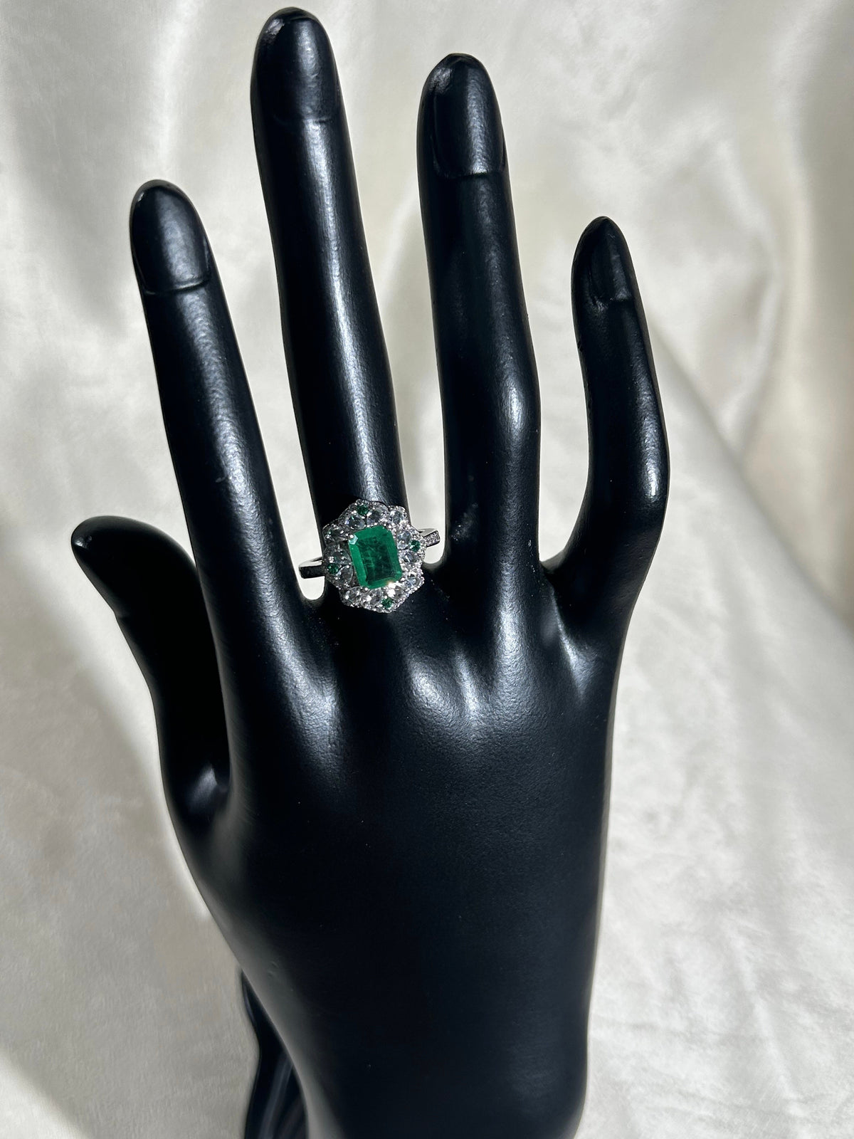 Emerald Cut Lab Grown Emerald Ring, Center Stone 2.0ct in S925 Silver