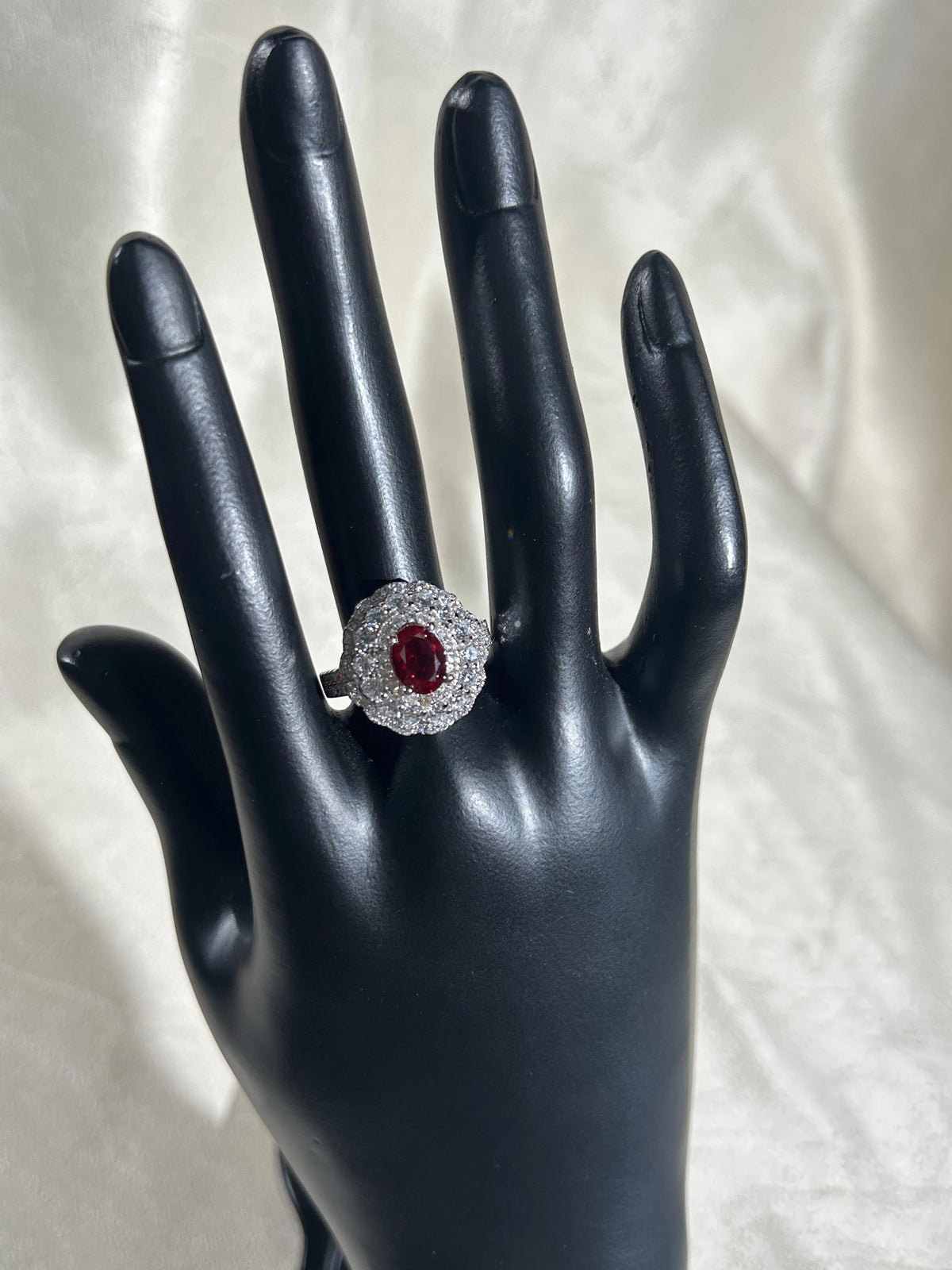 Oval Cut Lab Grown Ruby Ring , Center Stone 1.5ct in S925 Silver