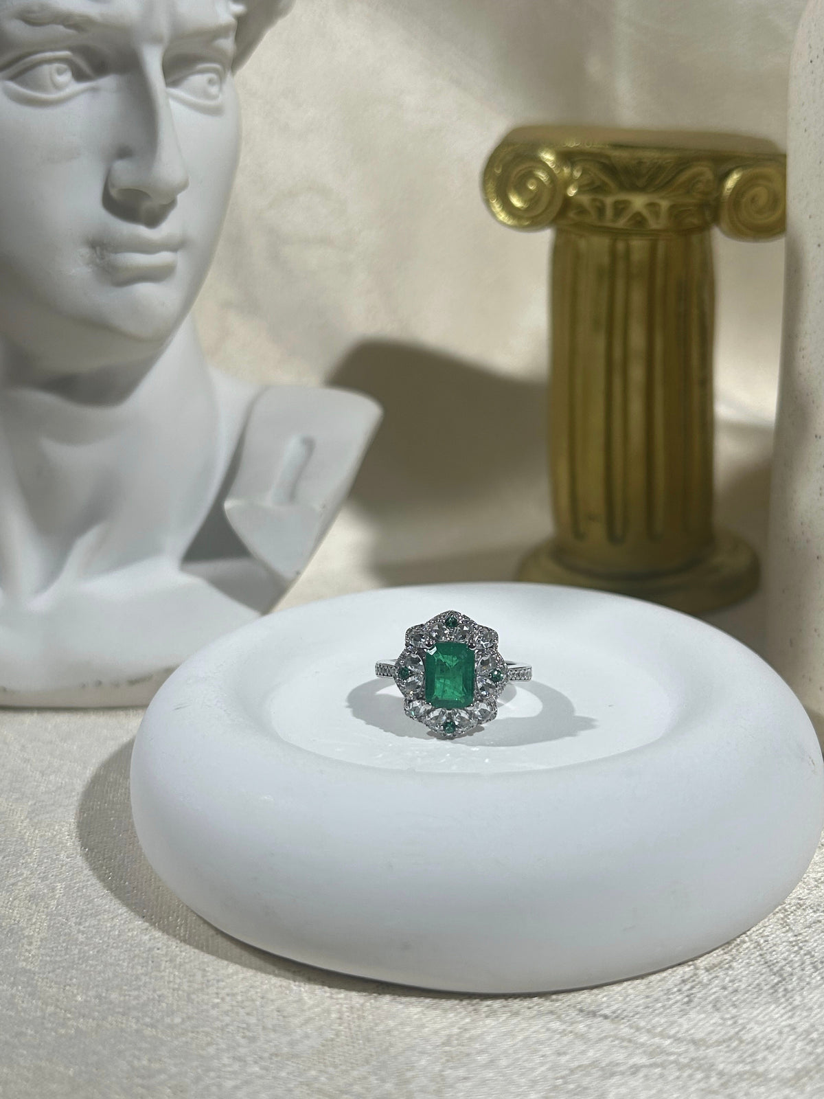 Emerald Cut Lab Grown Emerald Ring, Center Stone 2.0ct in S925 Silver
