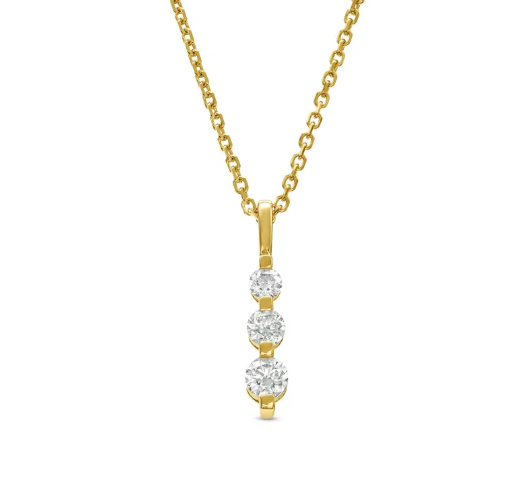 Graduated Three Stone Diamond Pendant Necklace