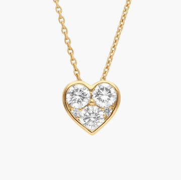 Diamond Cluster Heart Pendant Necklace with 0.5 CTW Round Cut Lab-Grown Diamonds in 14K Yellow Gold