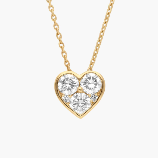Diamond Cluster Heart Pendant Necklace with 0.5 CTW Round Cut Lab-Grown Diamonds in 14K Yellow Gold