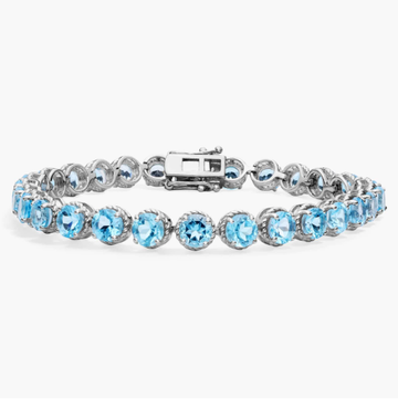 Swiss Blue Topaz Round Rope Bracelet in Sterling Silver (5mm)