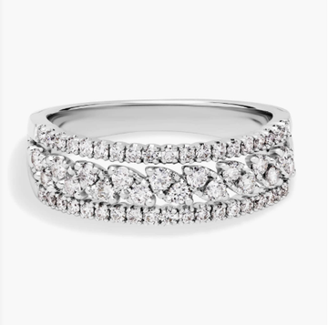 Diamond Triple-Row Marquise-Shaped Fashion Ring in 14k White Gold (1/2 ct. tw.)