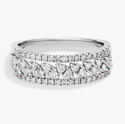 Diamond Triple-Row Marquise-Shaped Fashion Ring in 14k White Gold (1/2 ct. tw.)