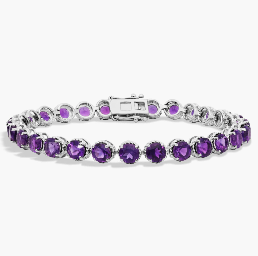 Amethyst Round Rope Bracelet in Sterling Silver (5mm)
