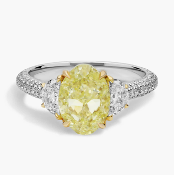 White And Yellow Diamond Ring With 4 CTW Mixed Shape Diamonds In 18K Yellow Gold And Platinum