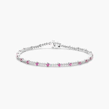 Perpetual Diamond And Ruby Tennis Bracelet In 14K White Gold