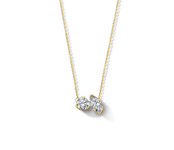 Lab Grown Diamond Toi et Moi Necklace 14K