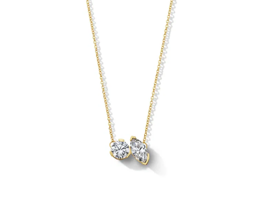 Lab Grown Diamond Toi et Moi Necklace 14K