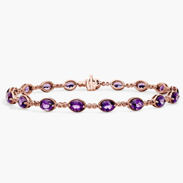 Amethyst Infinity Link Bracelet in 14k Rose Gold (5x4mm)
