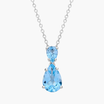 Sky Blue Topaz Teardrop Pendant Necklace in Sterling Silver (10x7mm)