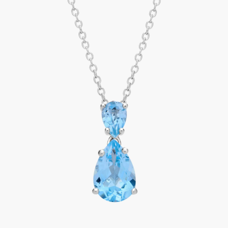Sky Blue Topaz Teardrop Pendant Necklace in Sterling Silver (10x7mm)