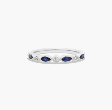 Round Diamond and Marquise Sapphire Wedding Ring In Platinum (1.50mm)