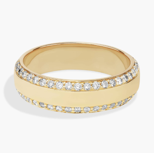 Men's Beveled Edge Diamond Band in 14k Yellow Gold (6.5 mm)