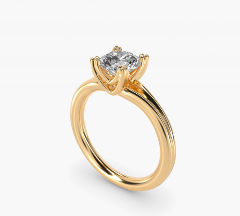 Woven Solitaire Engagement Ring In 14K Yellow Gold