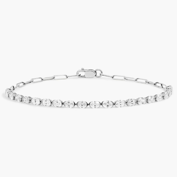 Mini Half Tennis Bracelet With 2 CTW Oval Cut Lab-Grown Diamonds In 14K White Gold