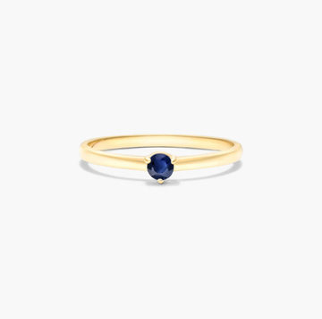 Petite Single Sapphire Birthstone Ring In 14K Yellow Gold