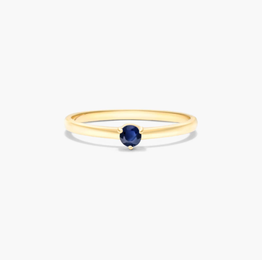 Petite Single Sapphire Birthstone Ring In 14K Yellow Gold