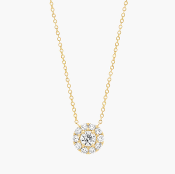 Halo Diamond Pendant In 14K Yellow Gold (1/2 Ct. tw. - H-I / SI1-SI2)