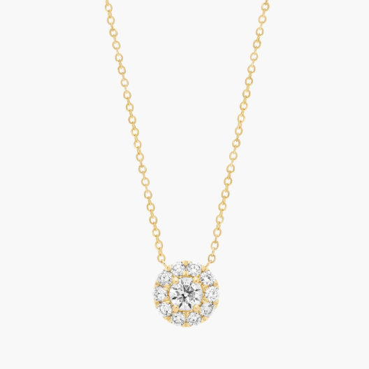 Halo Diamond Pendant In 14K Yellow Gold (1/2 Ct. tw. - H-I / SI1-SI2)