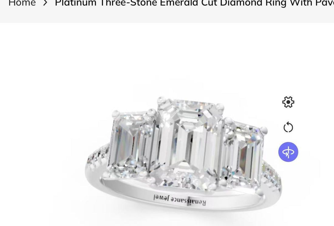 3 Emerald Diamond ring, 3-3.ct main dimaond, 0.6-0.9 ct side stone,  NO pave